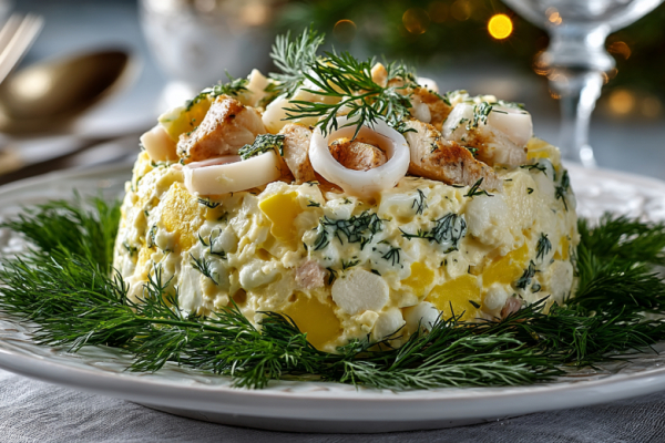 Салат &laquo;Наложница&raquo; с курицей и кальмарами: идеально впишется в праздничный стол на 8 Марта