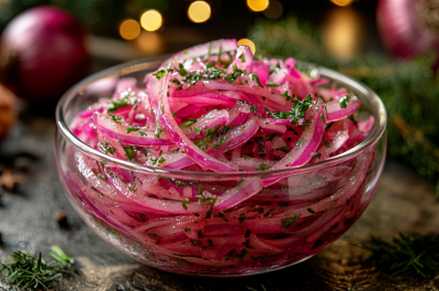 Маринованный красный лук &mdash; классика среди закусок к шашлыку: простой рецепт