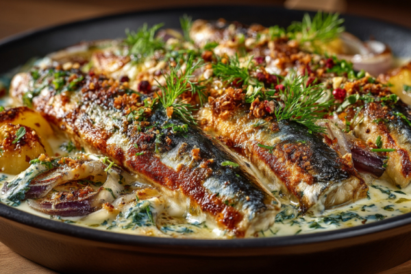 Рыба по-еврейски: минтай на филе не делю &mdash; разрезаю тушки пополам и тушу в сметанно-луковом соусе