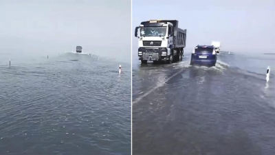 Река Тобол разлилась и затопила трассу Карабутак &ndash; Рудный &ndash; Костанай