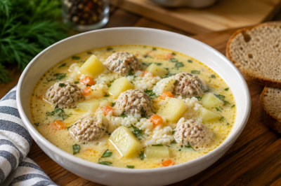 Для этого супа не варим долгий бульон: сливочная вкуснятина с рисом и фрикадельками. Семья всегда просит добавки