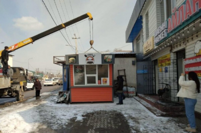 16 незаконных киосков и 22 силомера демонтированы в Наурызбайском районе в Алматы